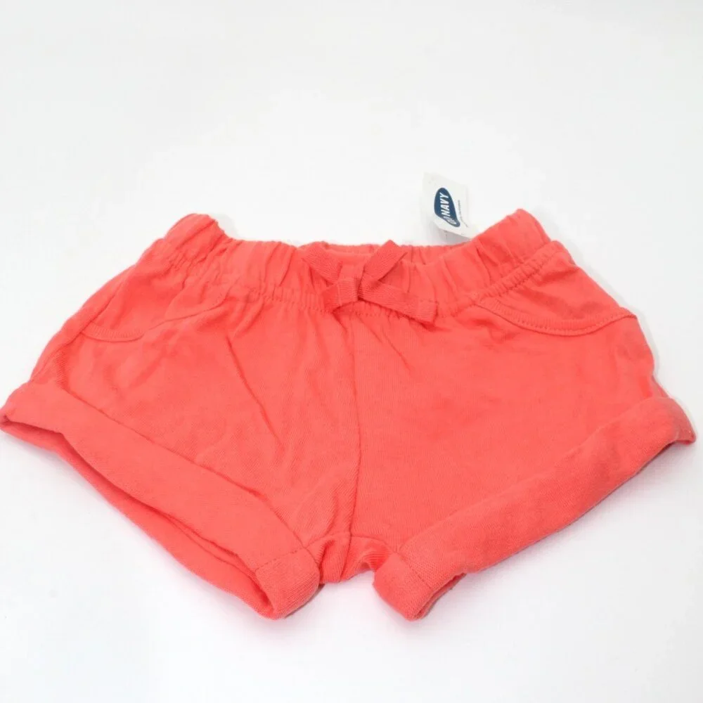Toddler Girls Orange Coral OLD NAVY 100% Cotton Pull On Shorts Size 6-12 Months